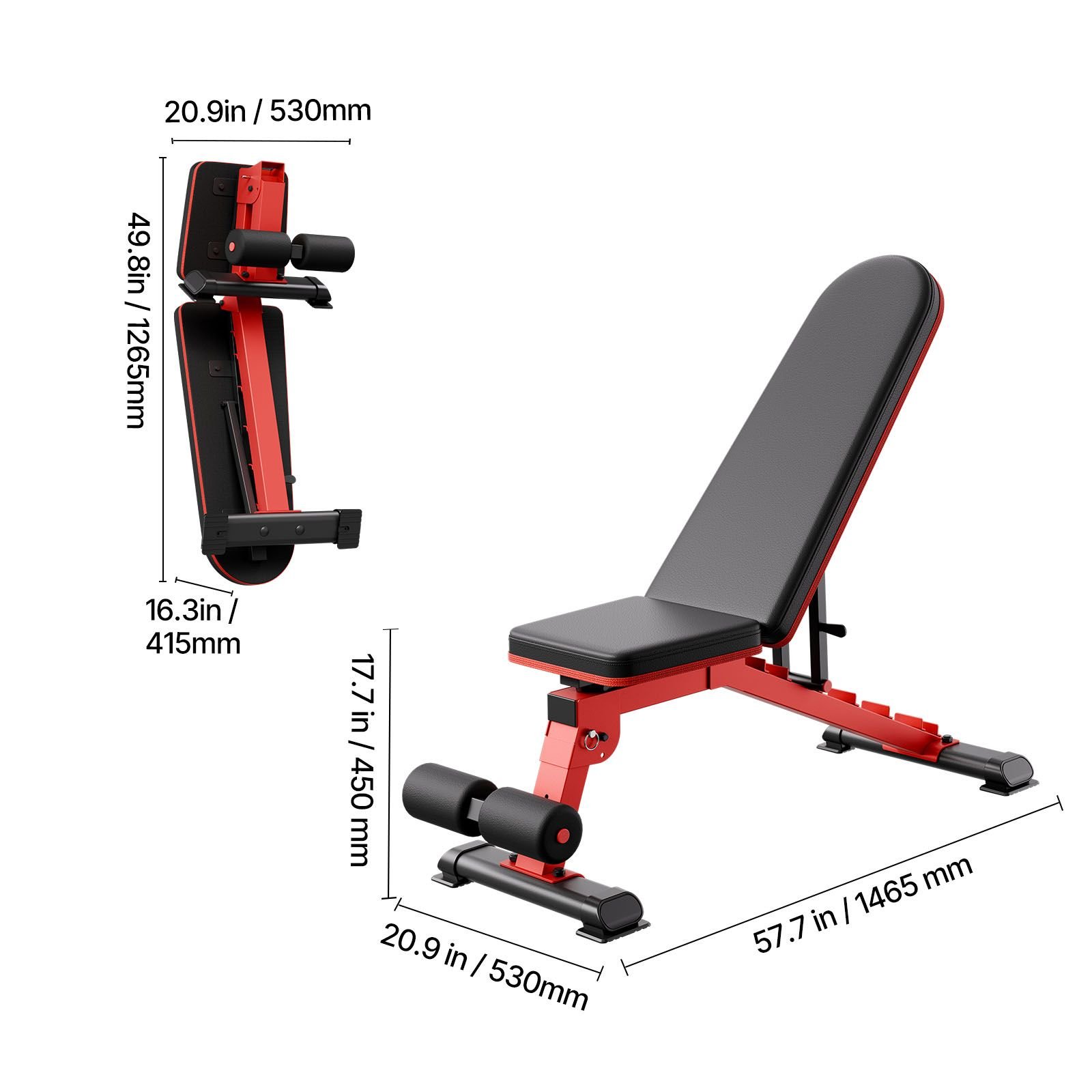 Weight Bench, 1200lbs Heavy Duty Stable Weight Bench Press for Full Body Workout, Adjustable Exercise Sit up Bench for Home Gym Strength Training, Flat Bench with Quick Folding & Fast Adjustment - Image 6