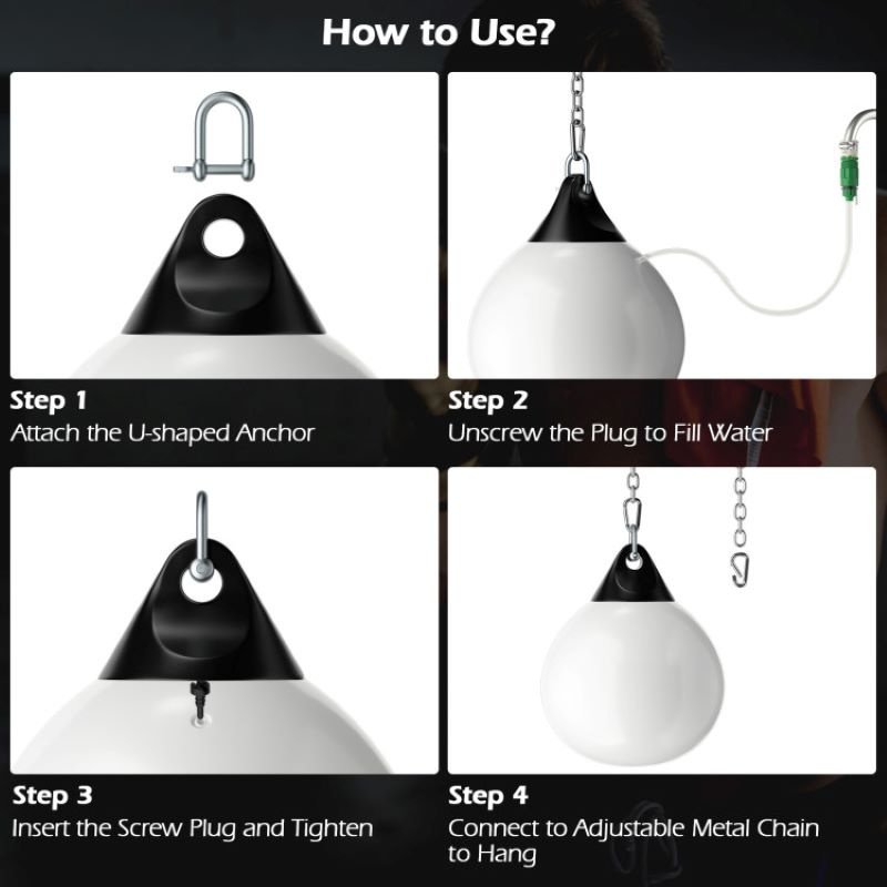 Home Gym 21 Inch Water Punching Bag with Adjustable Metal Chain - Image 17
