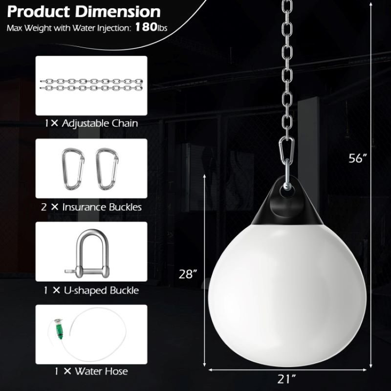 Home Gym 21 Inch Water Punching Bag with Adjustable Metal Chain - Image 18