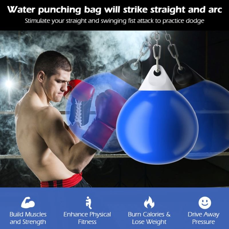 Home Gym 21 Inch Water Punching Bag with Adjustable Metal Chain - Image 8