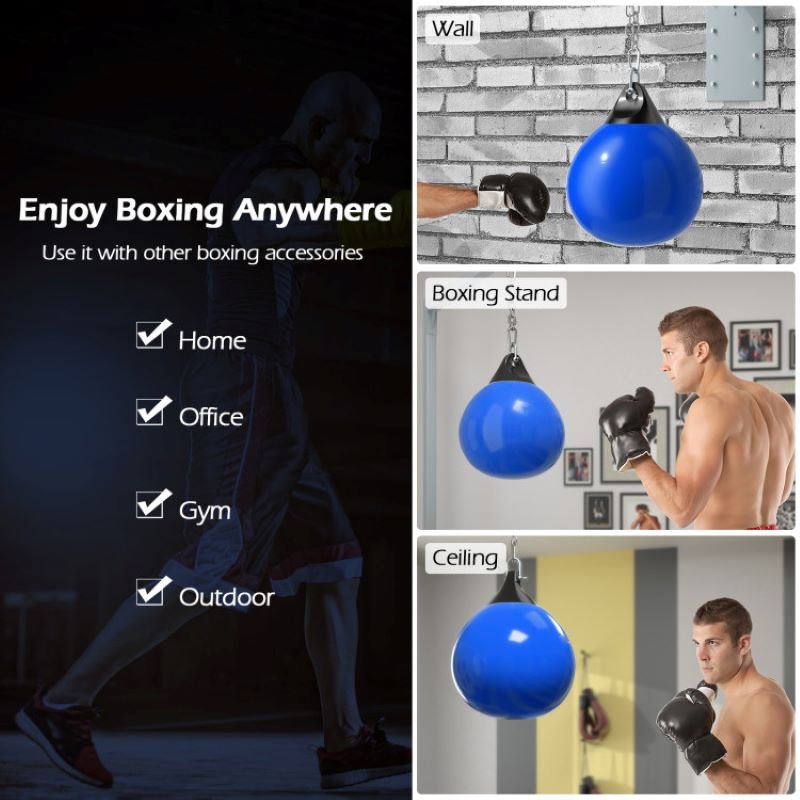Home Gym 21 Inch Water Punching Bag with Adjustable Metal Chain - Image 9
