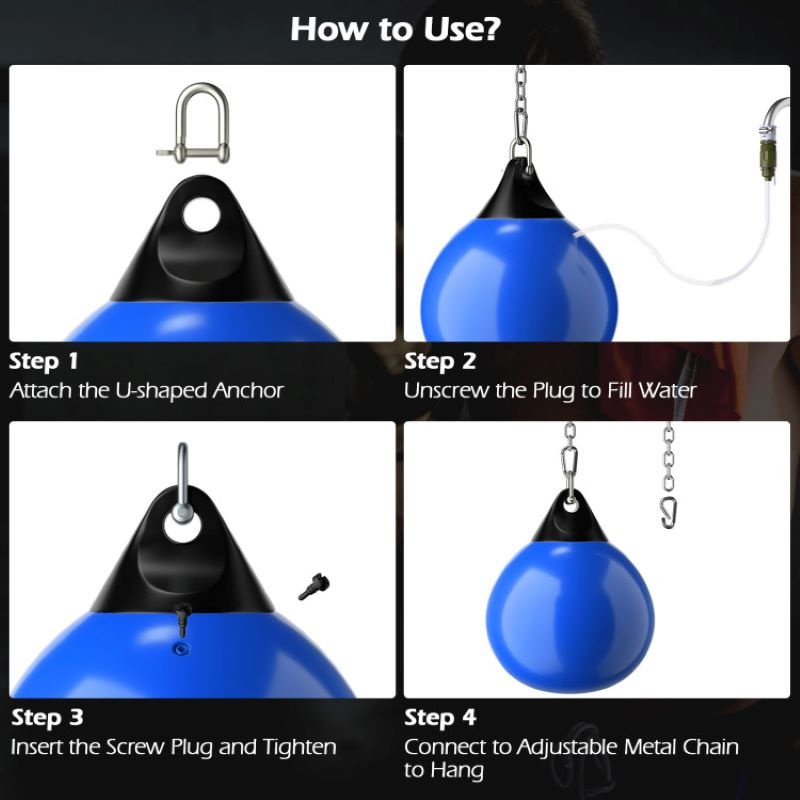 Home Gym 21 Inch Water Punching Bag with Adjustable Metal Chain - Image 10