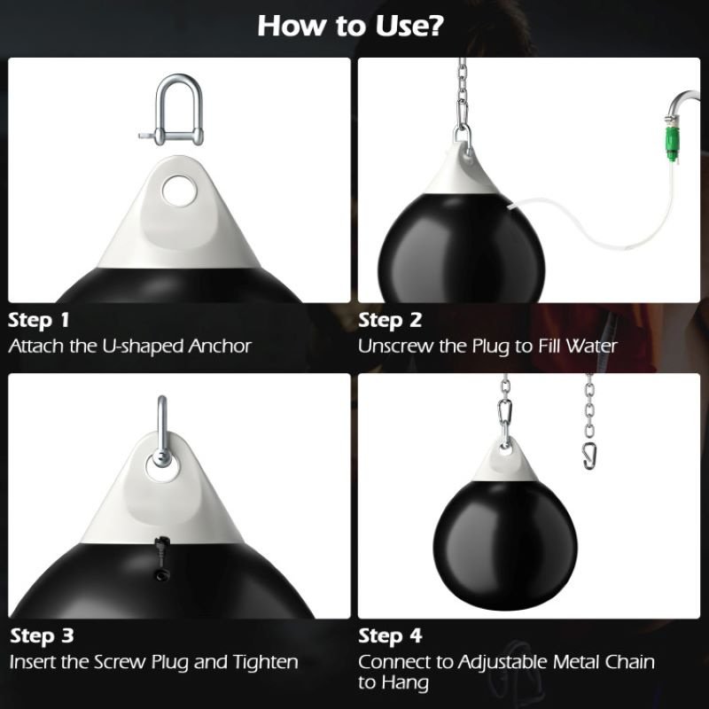 Home Gym 21 Inch Water Punching Bag with Adjustable Metal Chain - Image 5
