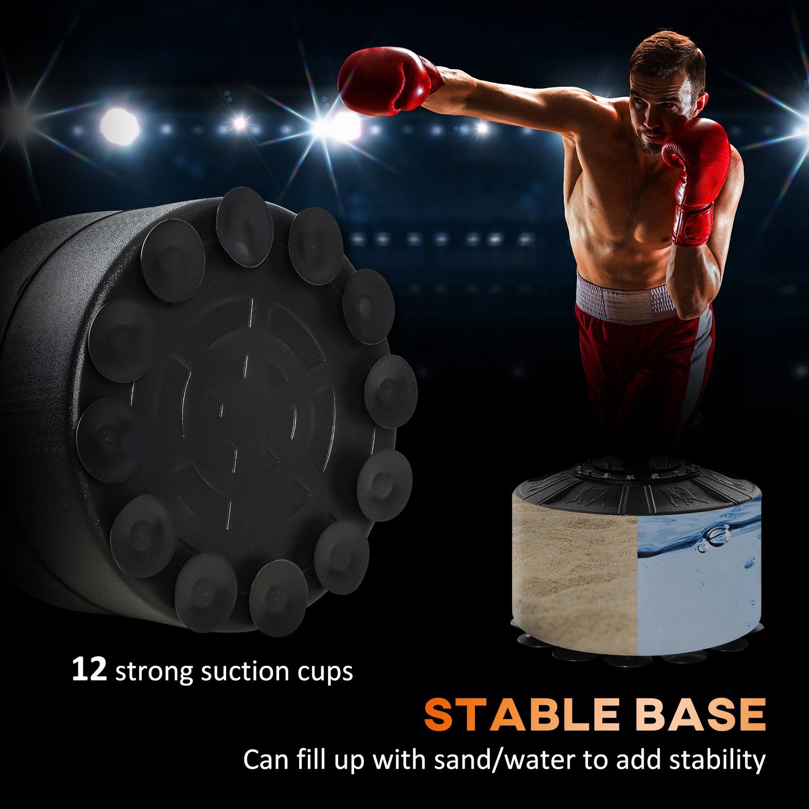 4-in-1 Boxing Punching Bag Stand with 2 Speedballs, 360° Relax Bar, & PU-Wrapped Bag & Adjustable Height, Red - Image 6