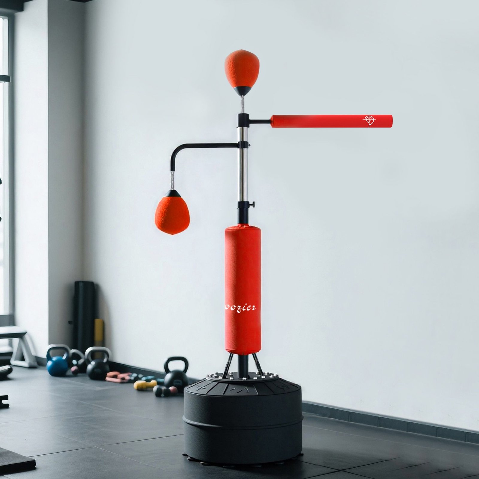4-in-1 Boxing Punching Bag Stand with 2 Speedballs, 360° Relax Bar, & PU-Wrapped Bag & Adjustable Height, Red - Image 8