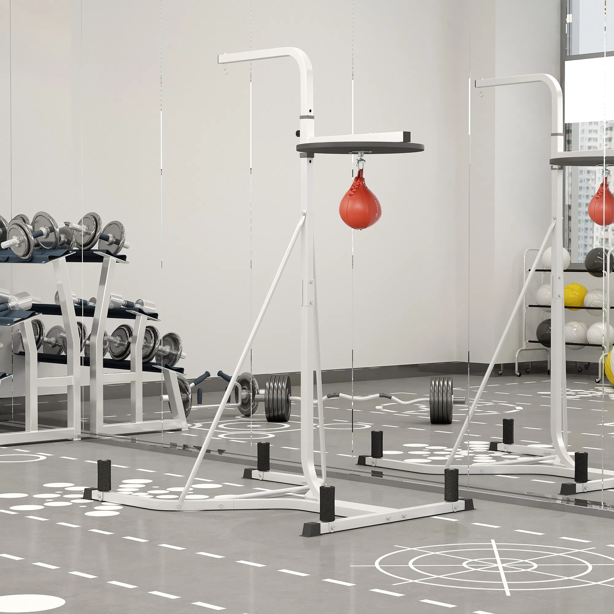 2 in 1 Punching Bag Stand, Adjustable Height Heavy Bag Stand with Weighted Base and Speed Bag, Freestanding for Home Gym - Image 2