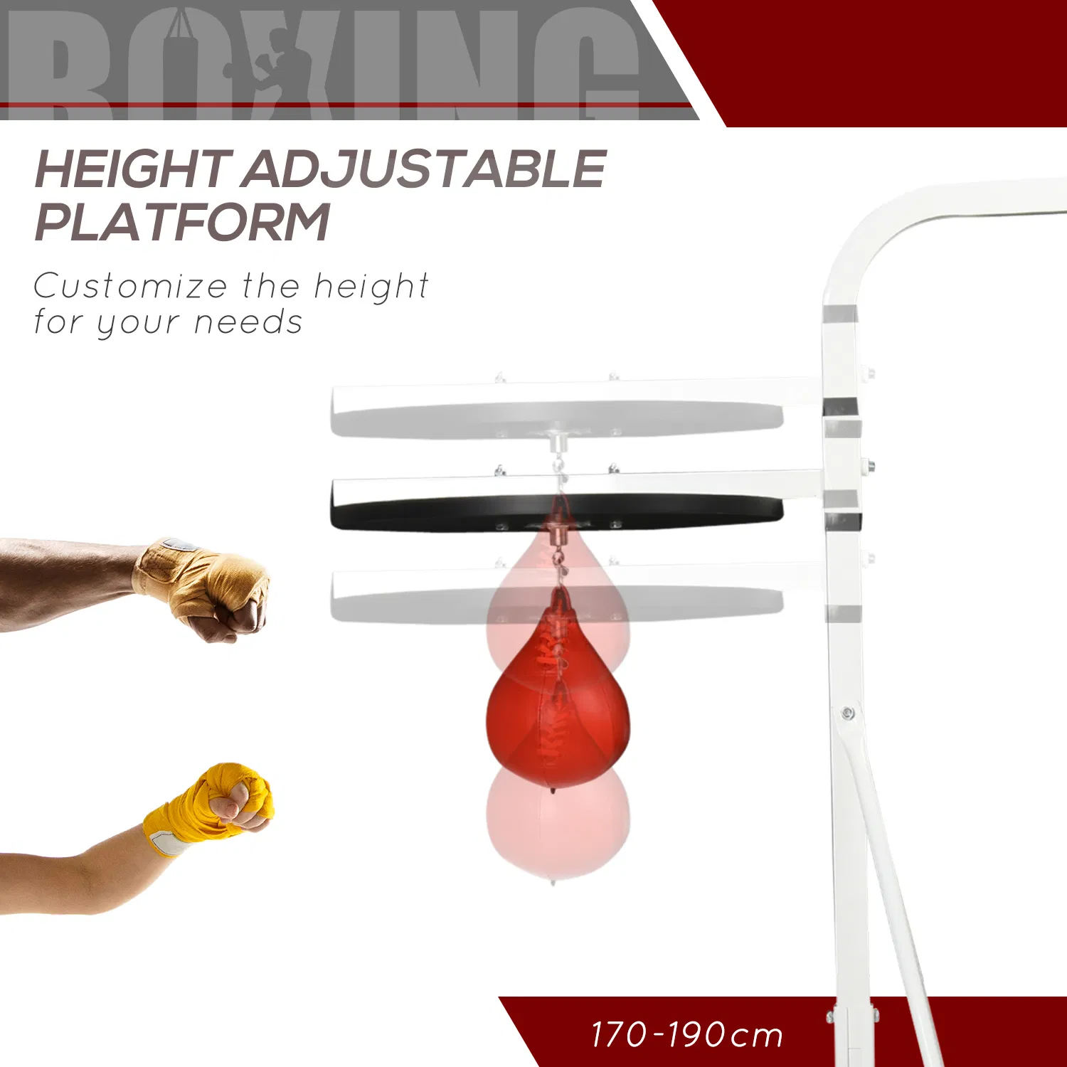 2 in 1 Punching Bag Stand, Adjustable Height Heavy Bag Stand with Weighted Base and Speed Bag, Freestanding for Home Gym - Image 5