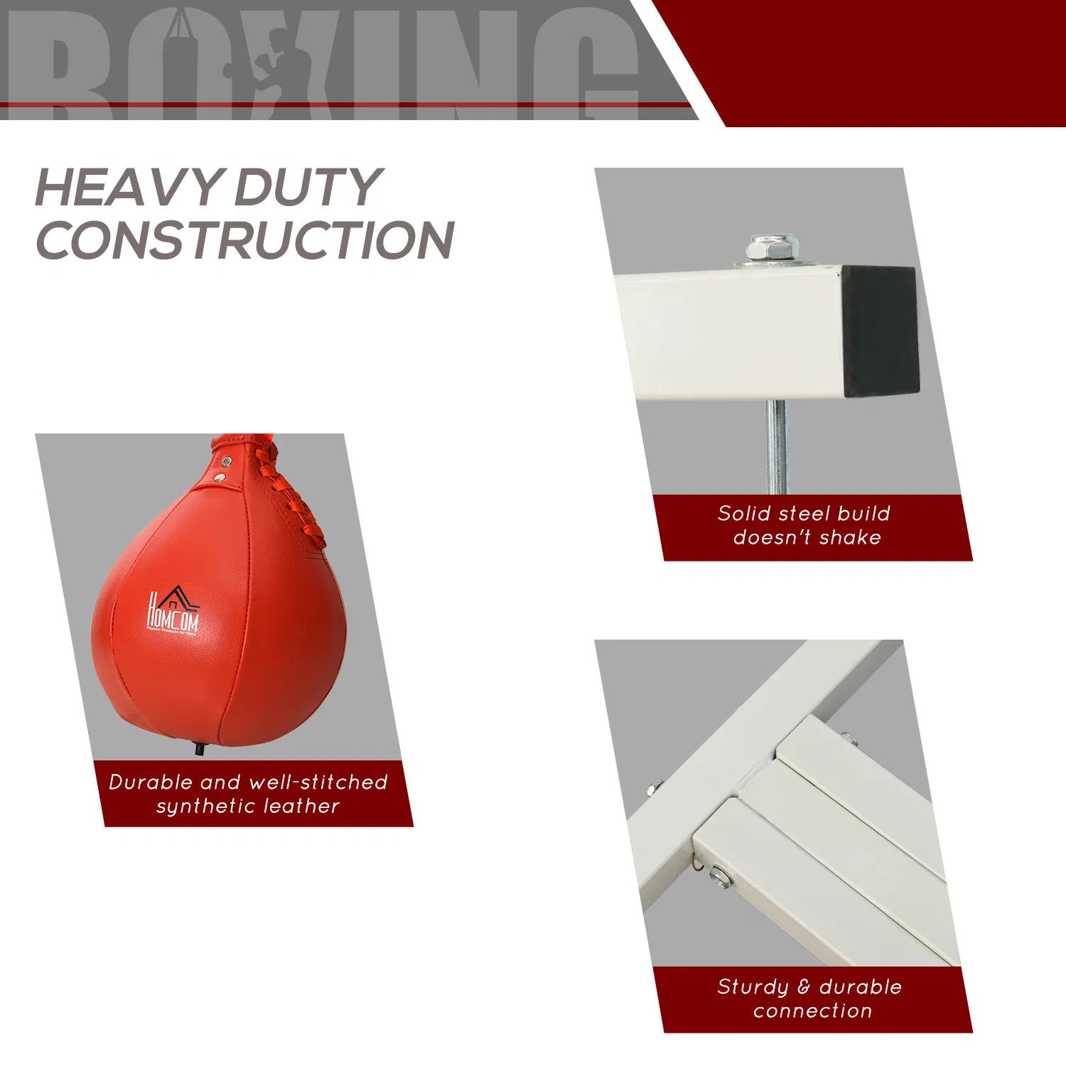 2 in 1 Punching Bag Stand, Adjustable Height Heavy Bag Stand with Weighted Base and Speed Bag, Freestanding for Home Gym - Image 6