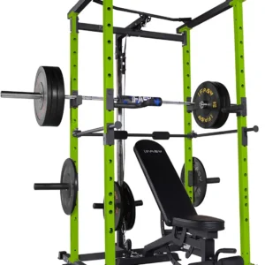 200lb Green Home Gym Set Multi-functional Power Cage, Home Adjustable Pullup Squat Rack 1000Lbs Capacity Comprehensive Fitness Barbell Rack
