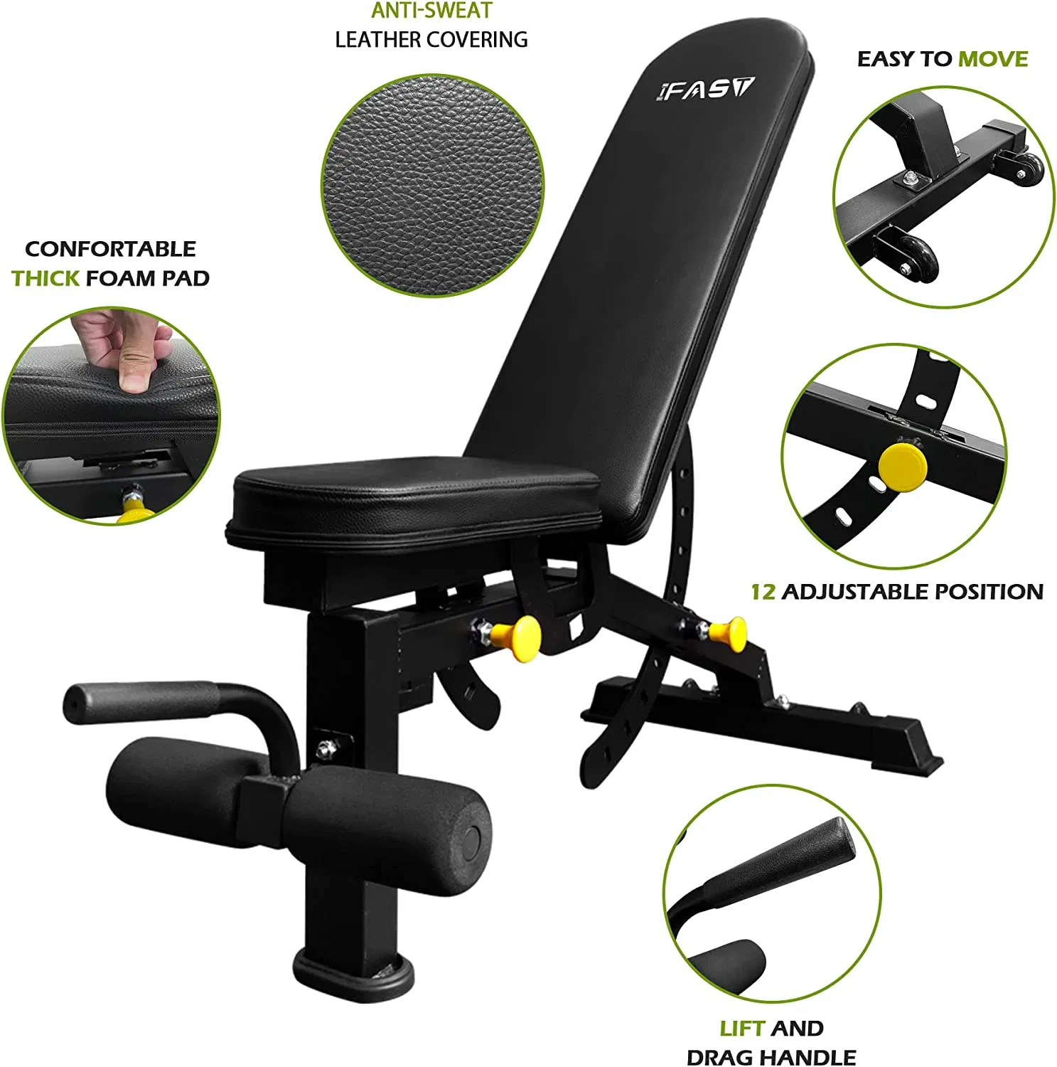 200lb Green Home Gym Set Multi-functional Power Cage, Home Adjustable Pullup Squat Rack 1000Lbs Capacity Comprehensive Fitness Barbell Rack - Image 7