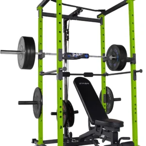 210lb Green Home Gym Set Multi-functional Power Cage, Home Adjustable Pullup Squat Rack 1000Lbs Capacity Comprehensive Fitness Barbell Rack