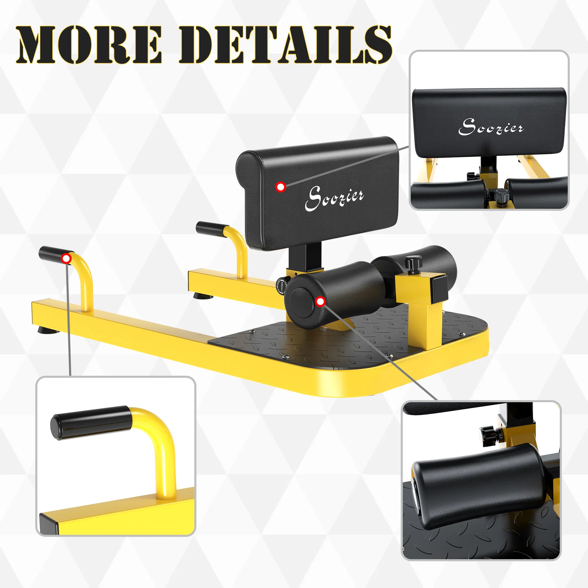 3-in-1 Multifunctional Padded Push Up Sit Up Deep Sissy Squat Machine Yellow - Image 5
