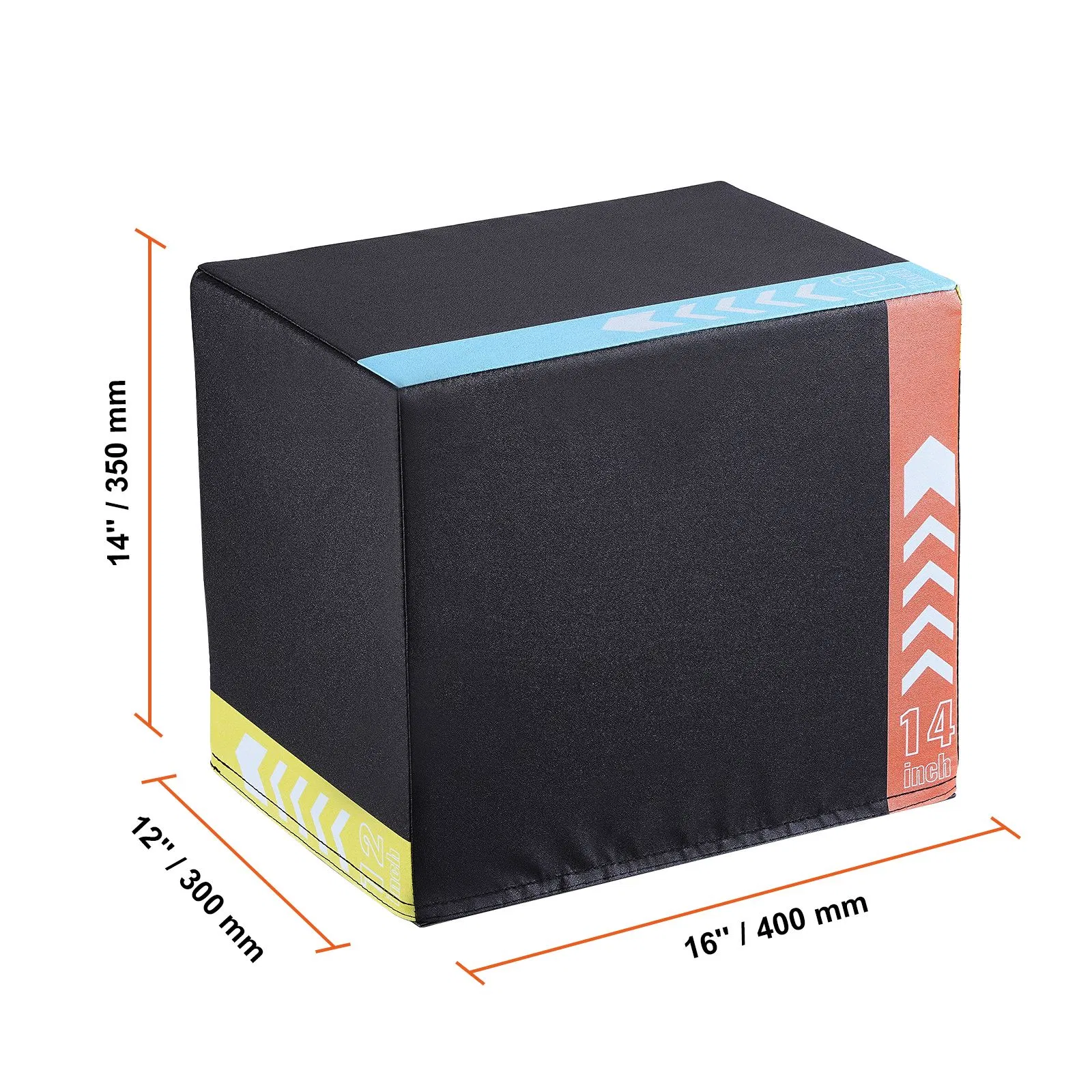 3 in 1 Plyometric Jump Box, 16/14/12 Inch Cotton Plyo Box, Platform & Jumping Agility Box, Anti-Slip Fitness Exercise Step Up Box for Home Gym Training, Conditioning Strength Training, Black - Image 2