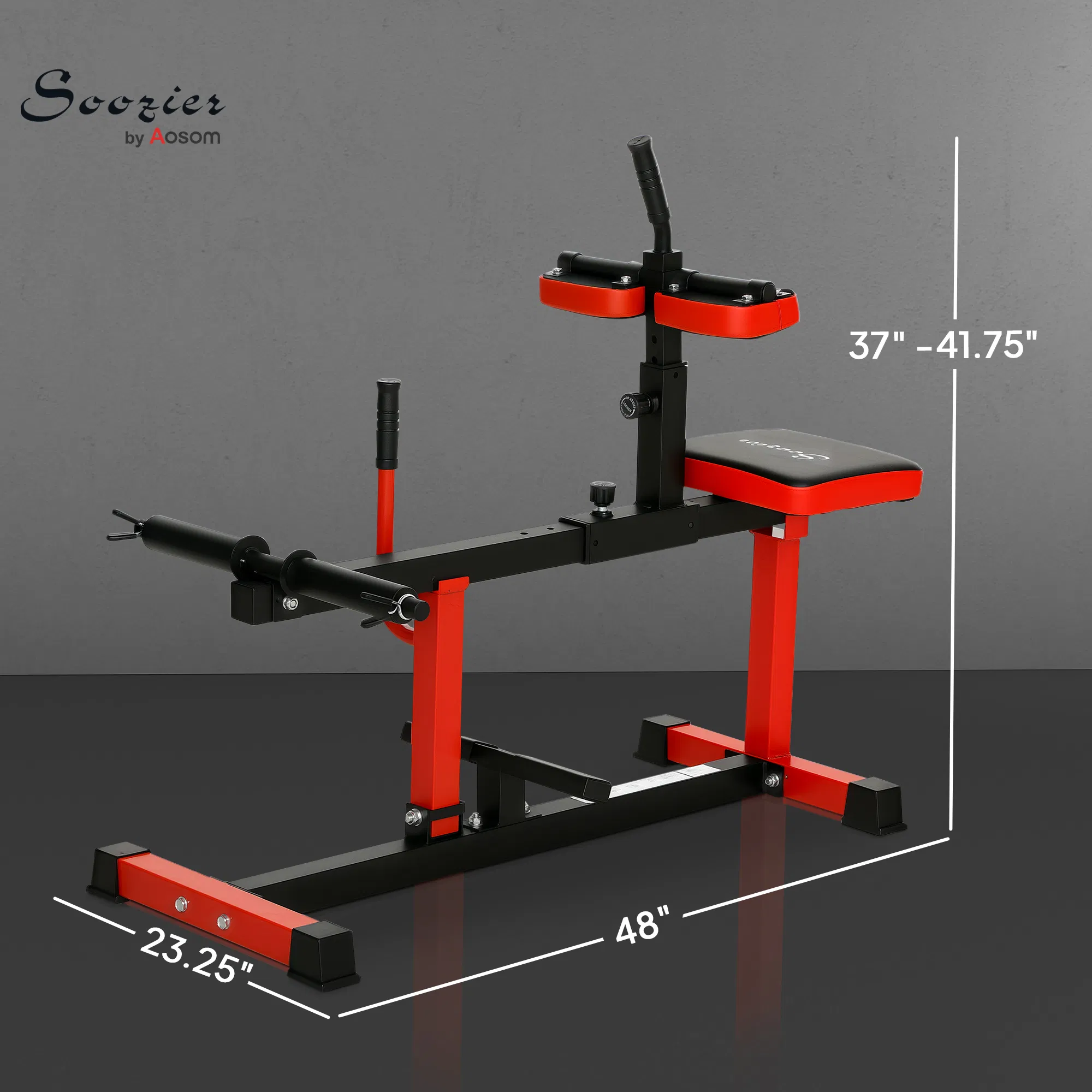 Adjustable Steel Seated Calf Raise Exercise Strength Training Gym Equipment, Red - Image 3