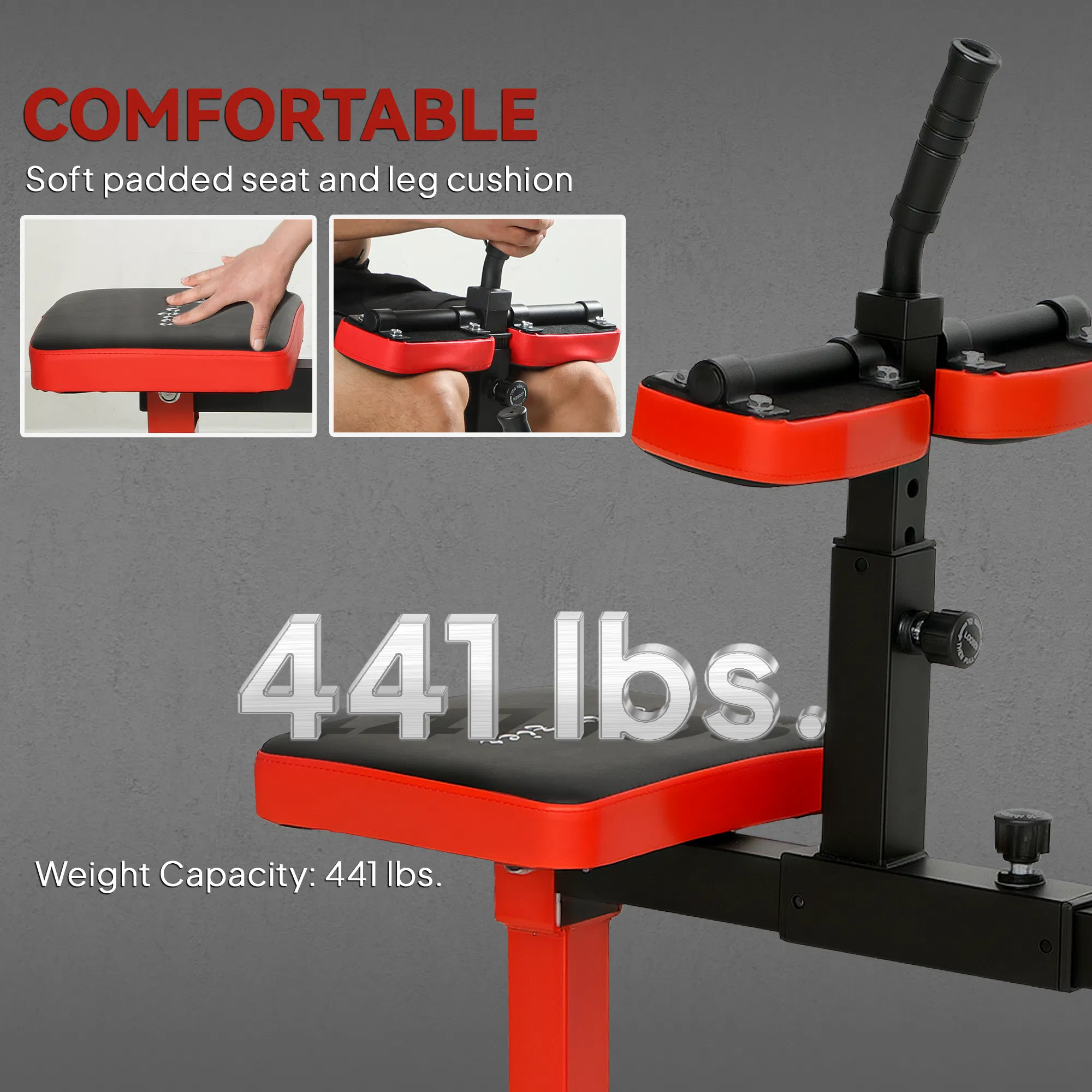Adjustable Steel Seated Calf Raise Exercise Strength Training Gym Equipment, Red - Image 6