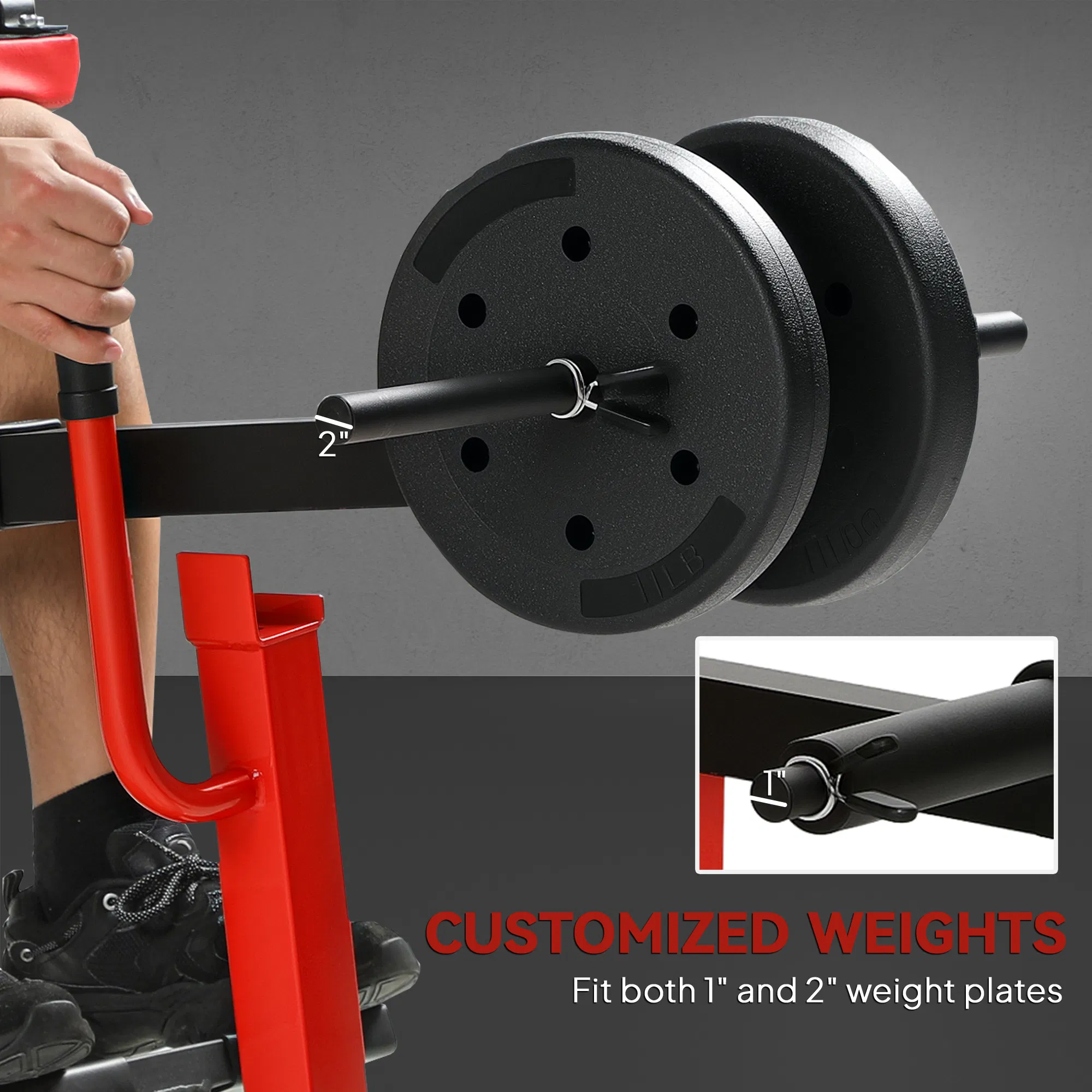Adjustable Steel Seated Calf Raise Exercise Strength Training Gym Equipment, Red - Image 7