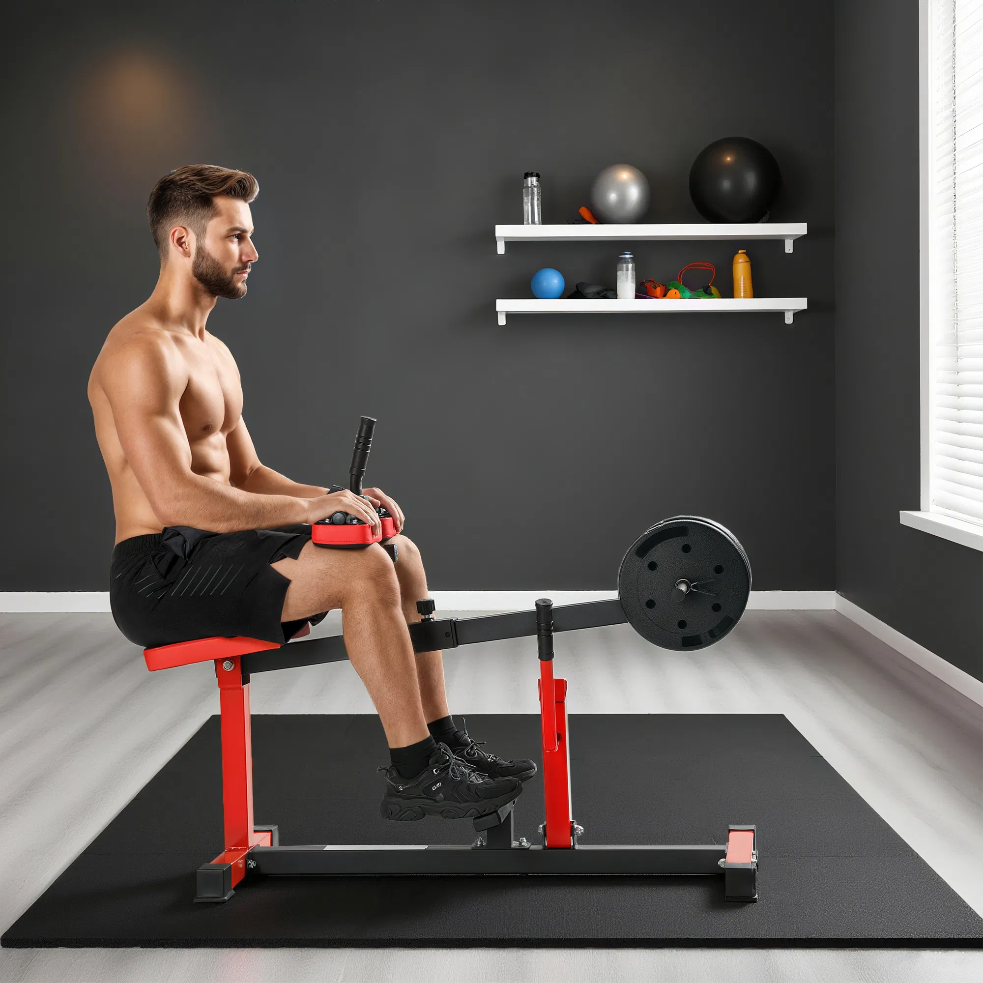 Adjustable Steel Seated Calf Raise Exercise Strength Training Gym Equipment, Red - Image 8
