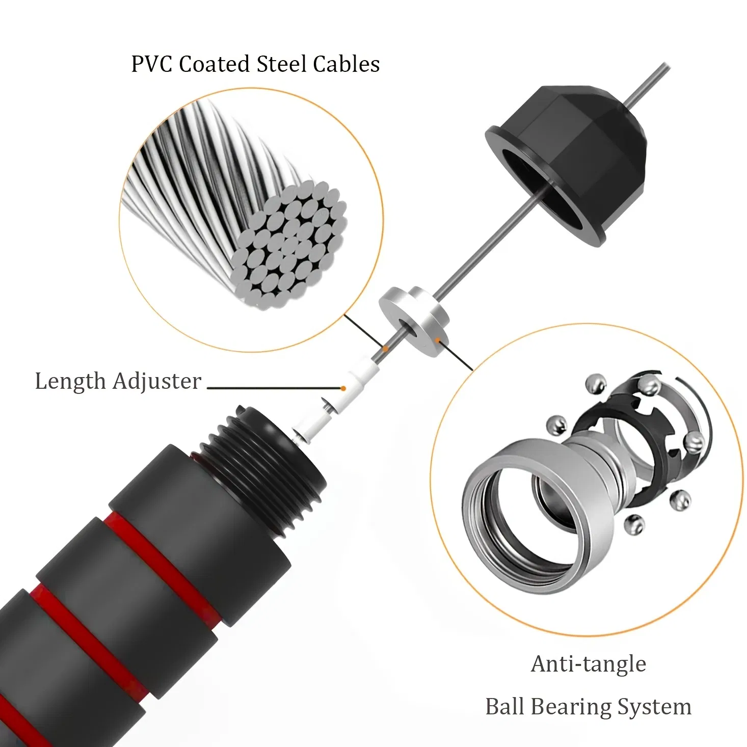 Adjustable Steel Tangle-Free Jump Rope With Ball Bearings And Foam Handle For Adults And Kids; Home Fitness Exercise Accessories - Image 4