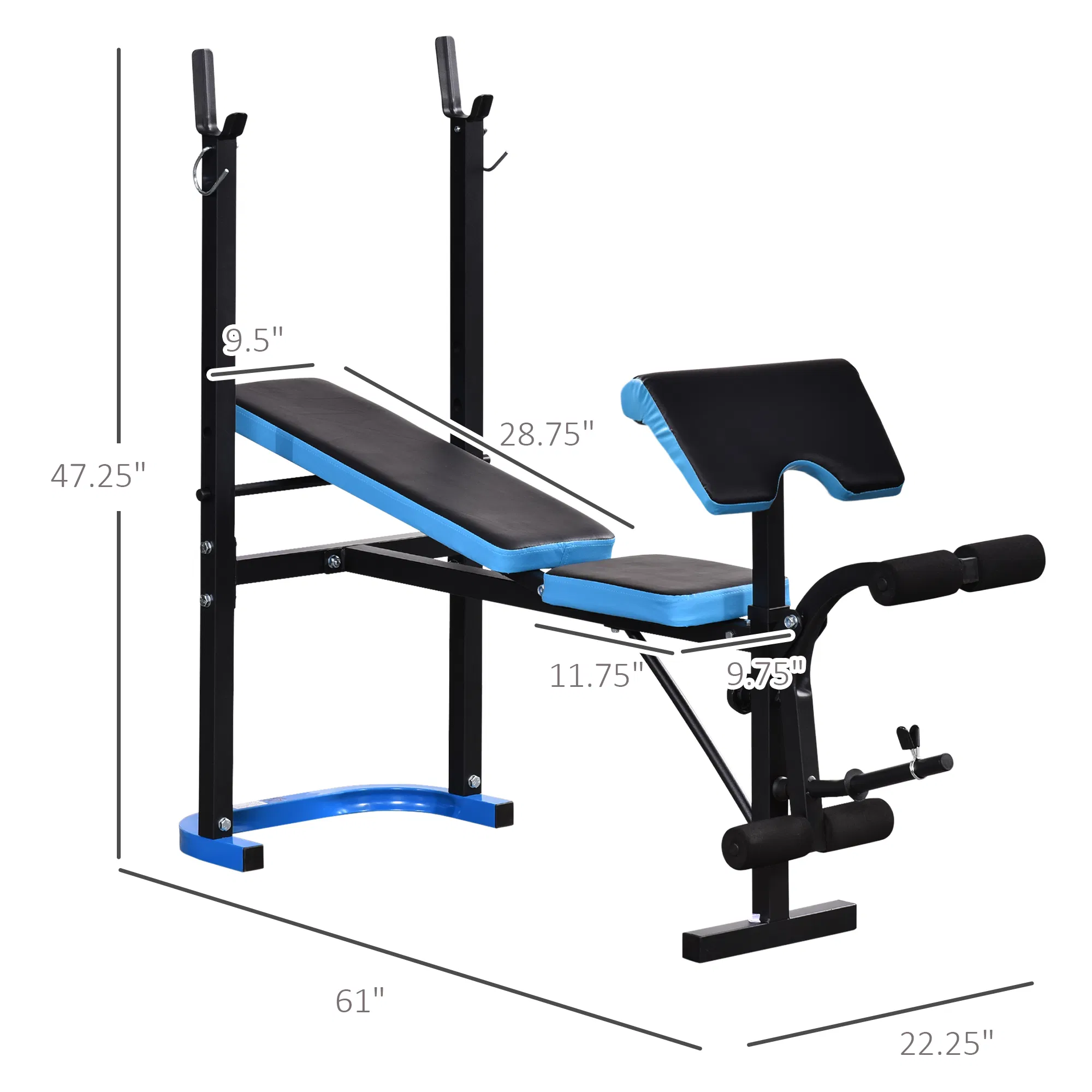 Adjustable Weight Bench with Barbell Rack and Leg Developer for Weight Lifting and Strength Training Multifunctional Workout Station for Home Gym Fitness, Black - Image 2
