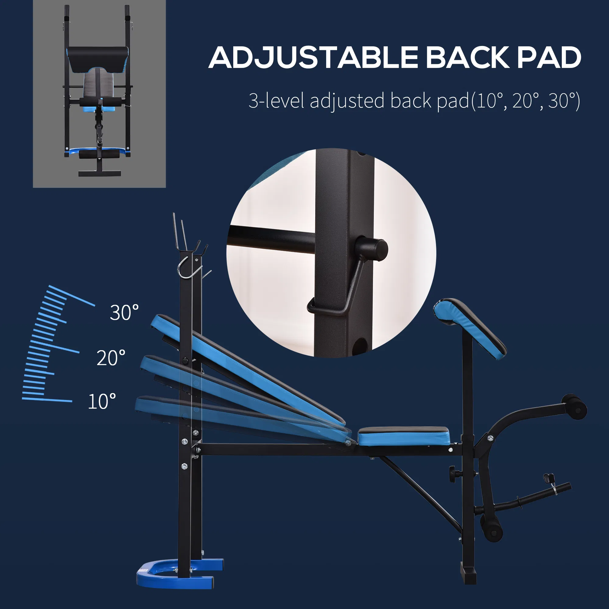 Adjustable Weight Bench with Barbell Rack and Leg Developer for Weight Lifting and Strength Training Multifunctional Workout Station for Home Gym Fitness, Black - Image 3