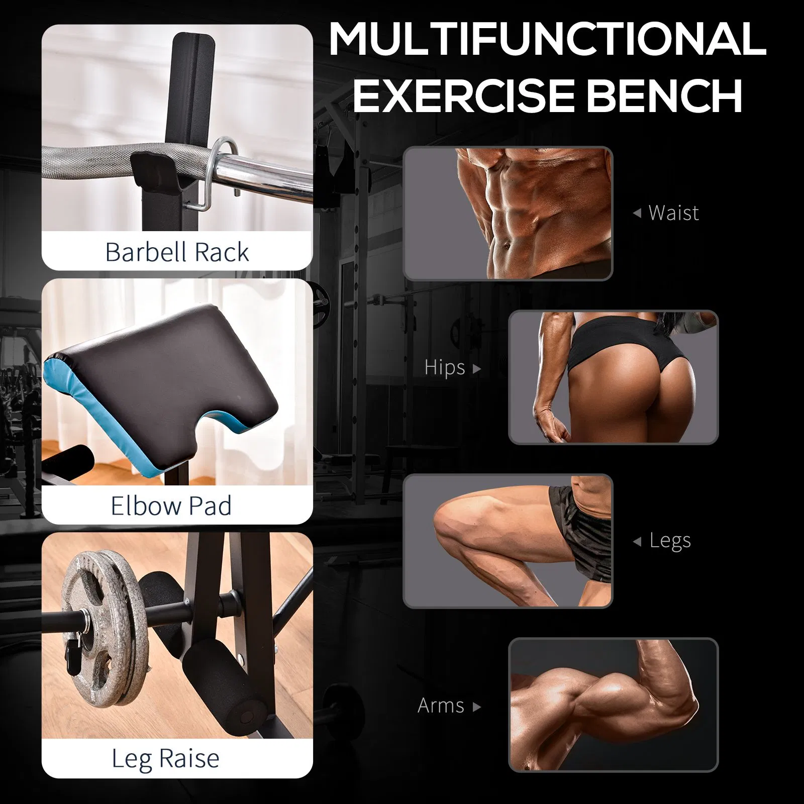 Adjustable Weight Bench with Barbell Rack and Leg Developer for Weight Lifting and Strength Training Multifunctional Workout Station for Home Gym Fitness, Black - Image 4