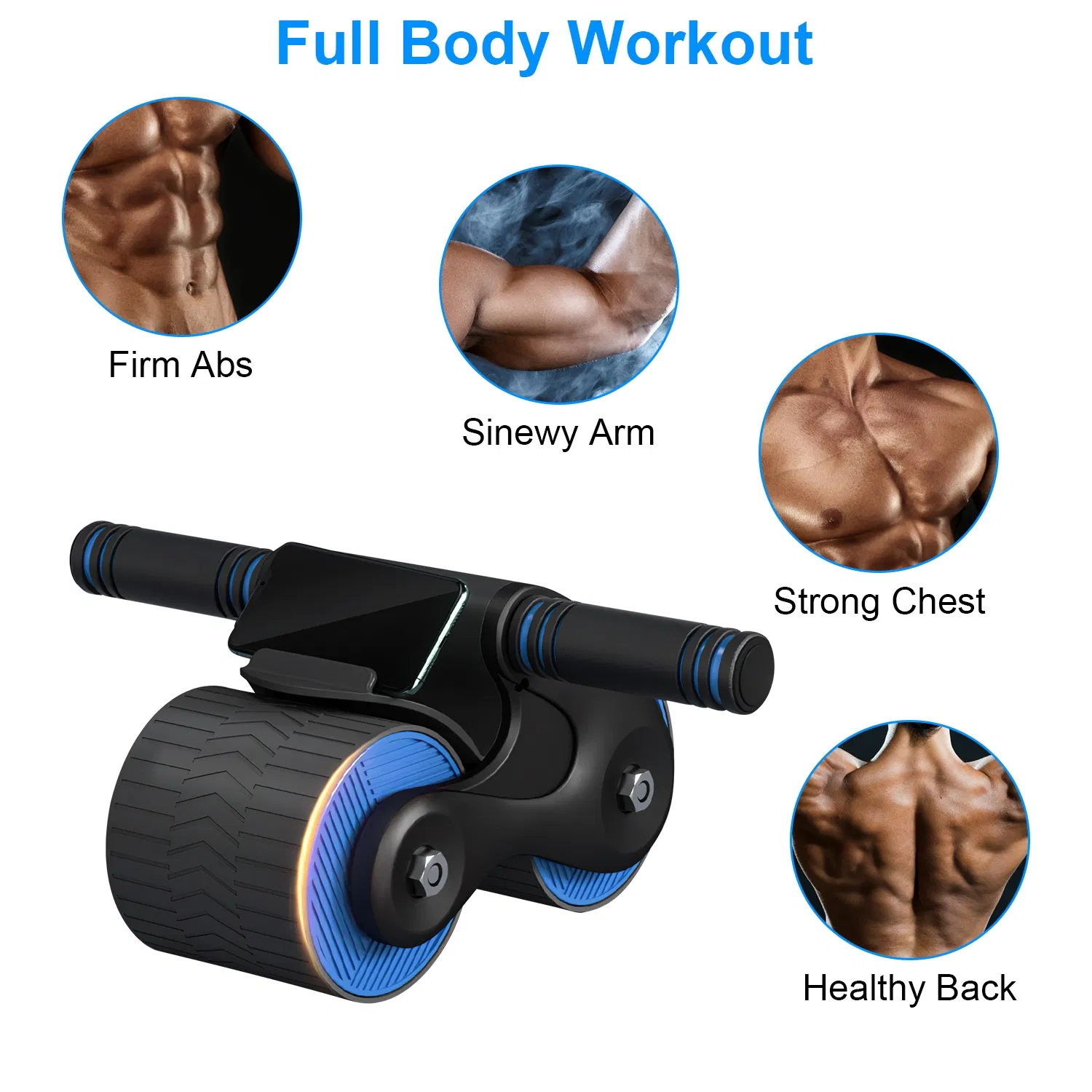 Automatic Rebound Abdominal Wheel Anti-slip AB Roller Wheel with Kneel Pad Phone Holder Home Gym Abdominal Exerciser for Men Women - Image 6