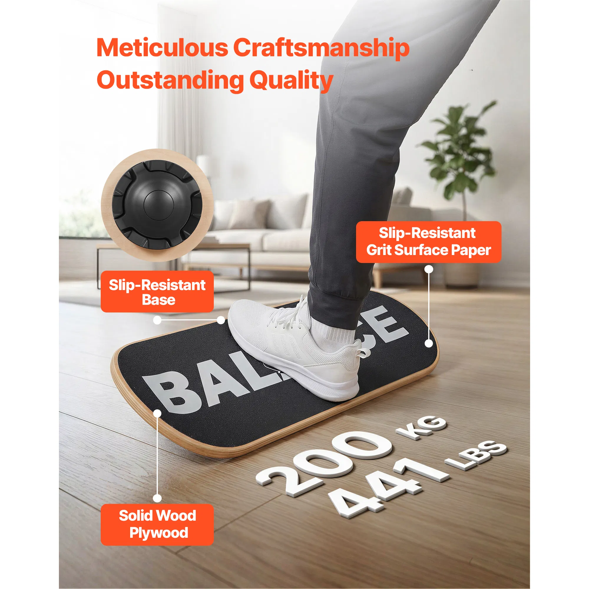 Balance Board, Wobble Board Trainer for Adults 3-Level Adjustable Base, Premium Wooden Balance Training Equipment, Slip-Resistant Surface for Core Workout, Standing Desk Exercise, Home Gym, Yoga - Image 4