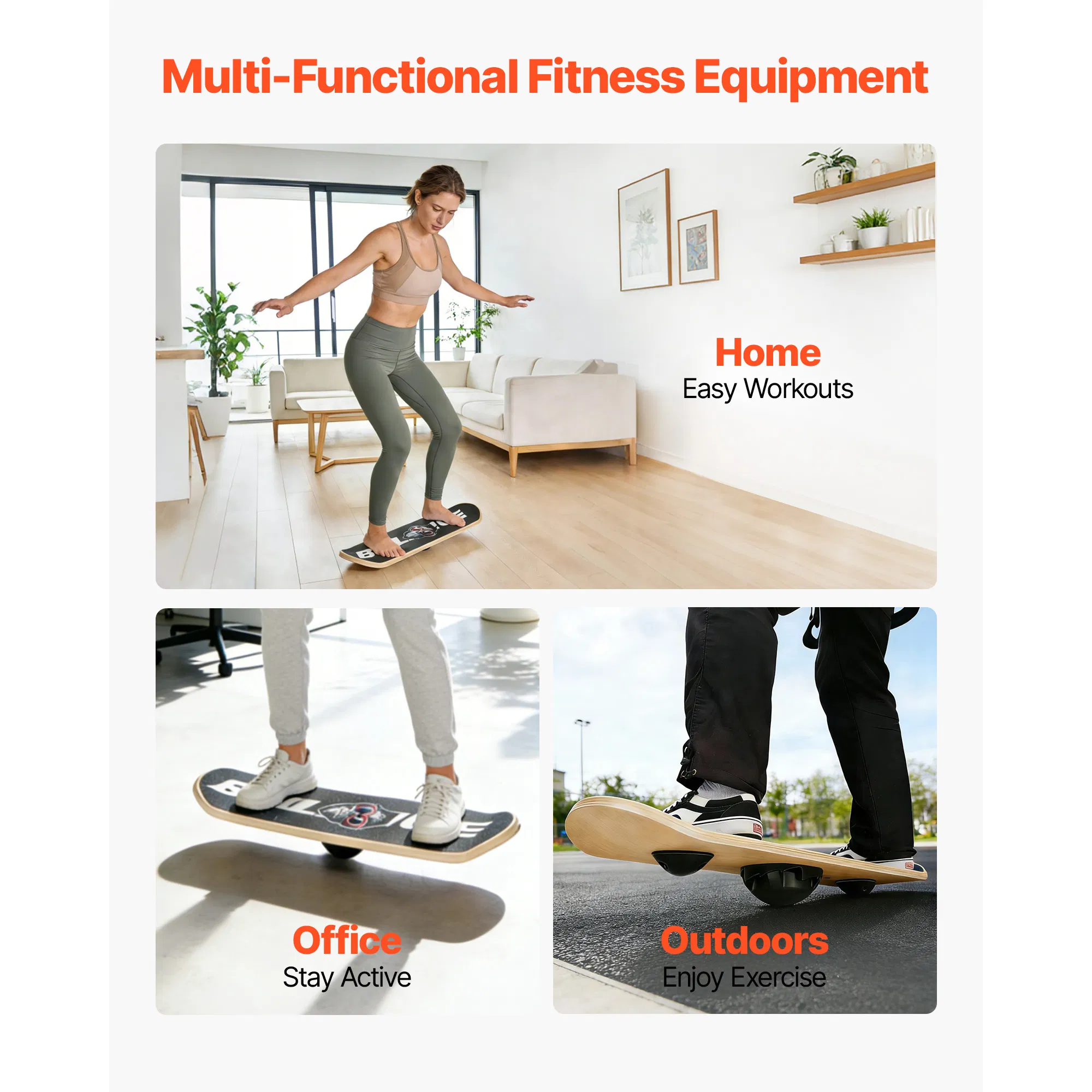 Balance Board, Wobble Board Trainer for Adults 3-Level Adjustable Base, Premium Wooden Balance Training Equipment, Slip-Resistant Surface for Core Workout, Standing Desk Exercise, Home Gym, Yoga - Image 6