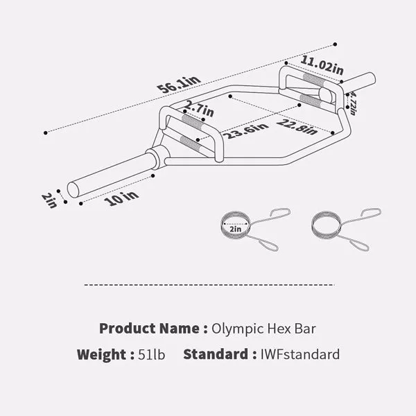 Black Olympic Hex Bar Solid Steel Sleeve 1000lbs Weight Capacity Trap Bar Deadlift Bar with Knurled Handles, for Bodybuilding Training, Squats, Deadlifts, Shrugs Power Pulls, - Image 3