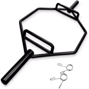 Black Olympic Hex Bar Solid Steel Sleeve 1000lbs Weight Capacity Trap Bar Deadlift Bar with Knurled Handles, for Bodybuilding Training, Squats, Deadlifts, Shrugs Power Pulls,