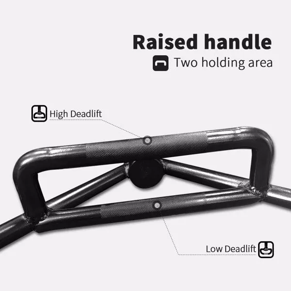 Black Olympic Hex Bar Solid Steel Sleeve 1000lbs Weight Capacity Trap Bar Deadlift Bar with Knurled Handles, for Bodybuilding Training, Squats, Deadlifts, Shrugs Power Pulls, - Image 6