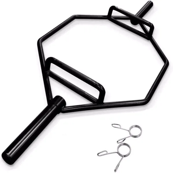 Black Olympic Hex Bar Solid Steel Sleeve 1000lbs Weight Capacity Trap Bar Deadlift Bar with Knurled Handles, for Bodybuilding Training, Squats, Deadlifts, Shrugs Power Pulls,