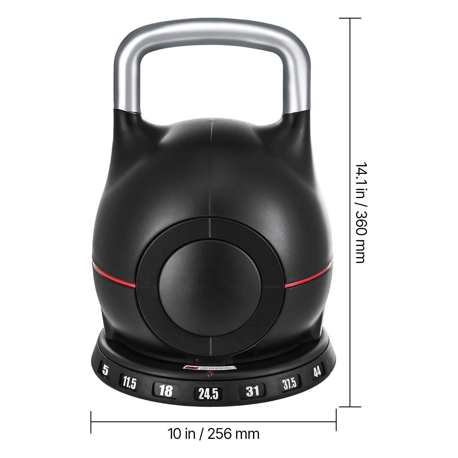 Kettlebell, Adjustable Kettlebell with 7 Weight Levels (5, 11.5, 18, 24.5, 31, 37.5, 44 lbs), Die-Cast Aluminum and ABS Material, for Grip Strength Training, Full-body Workout & Cross-Training - Image 2