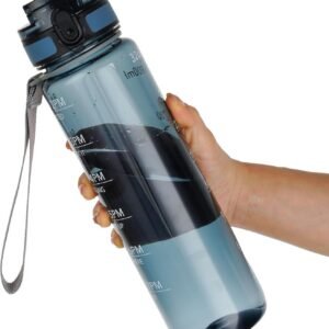 Water Bottle, 32oz Motivational Sports Water Bottle with Time Marker - Times to Drink - Tritan, BPA Free, Wide Mouth Leakproof,Gifts for Her, Women Men,Misty Teal