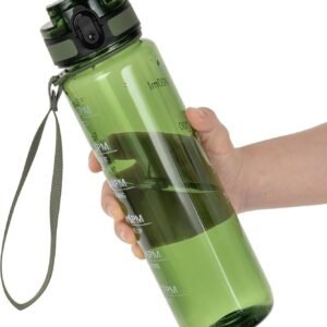 Water Bottle 32oz, Durable and Leakproof Water Bottles Motivational with Time Marker,Tritan,BPA Free, Gym,Travel, Home,School,Office, Anniversary Birthday Gifts for Men Women,Olive (1 Bottle)