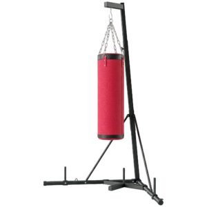 Punching Bag with Stand for Adults, 72.8"-90.9" Height Adjustable Freestanding Boxing Stand with Canvas Sandbag, Red