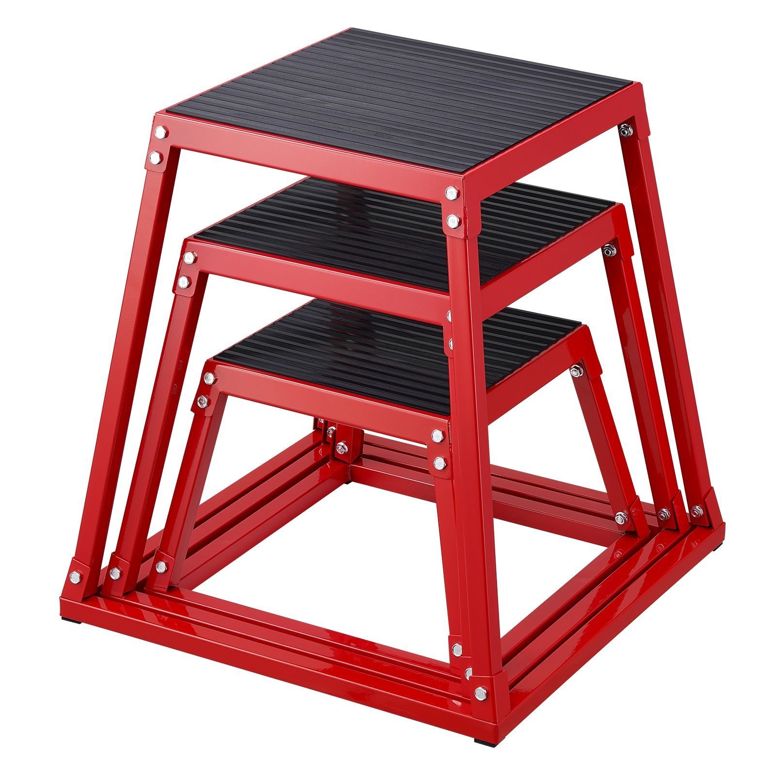 Plyometric Jump Boxes, 12/18/24 Inch Plyo Box, Platform and Jumping Agility Box, Anti-Slip Fitness Exercise Step Up Box Set for Home Gym Training, Conditioning Strength Training, Red - Image 2
