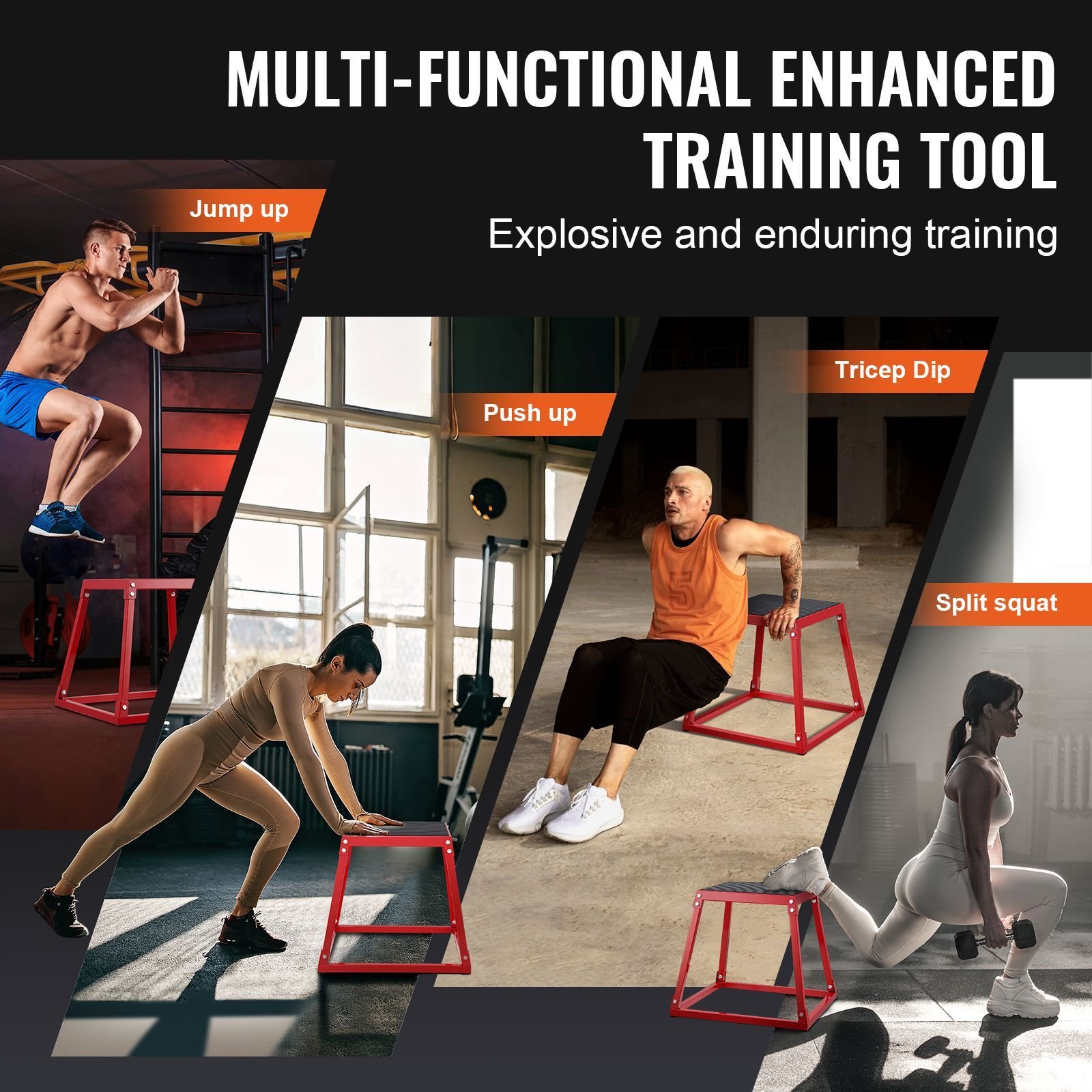 Plyometric Jump Boxes, 12/18/24 Inch Plyo Box, Platform and Jumping Agility Box, Anti-Slip Fitness Exercise Step Up Box Set for Home Gym Training, Conditioning Strength Training, Red - Image 8