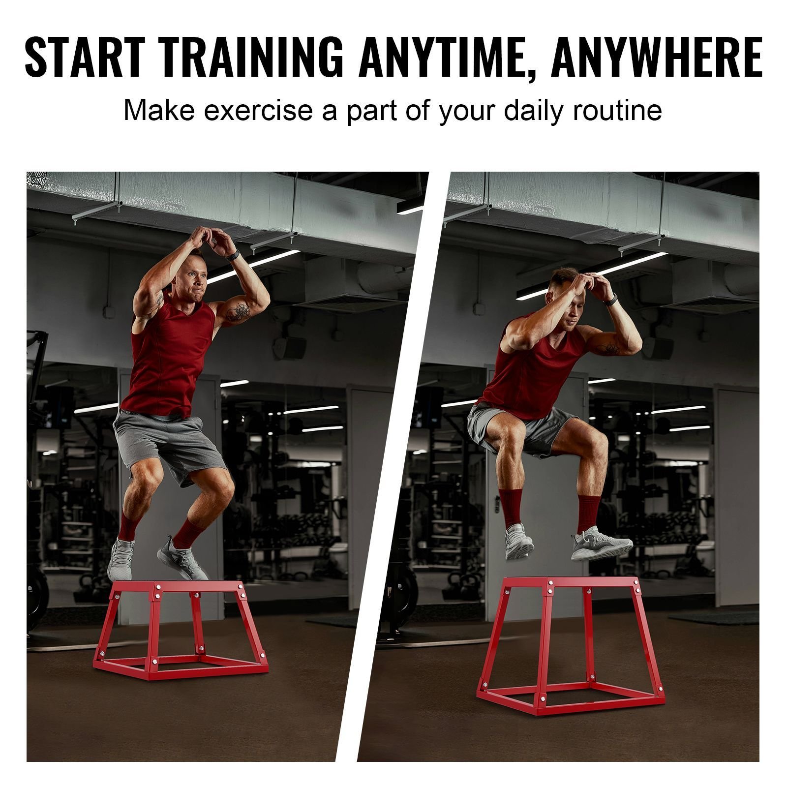 Plyometric Jump Boxes, 12/18/24 Inch Plyo Box, Platform and Jumping Agility Box, Anti-Slip Fitness Exercise Step Up Box Set for Home Gym Training, Conditioning Strength Training, Red - Image 9