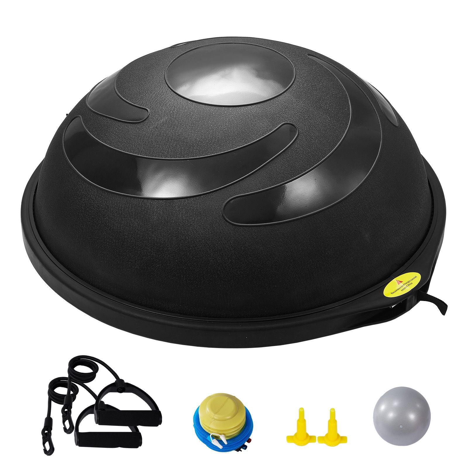 Half Exercise Ball Trainer, 26 inch Balance Ball Trainer, 1500lbs Capacity Stability Ball, Yoga Ball with Resistance Bands & Foot Pump, Strength Fitness Ball for Home Gym Full Body Workout Black - Image 9
