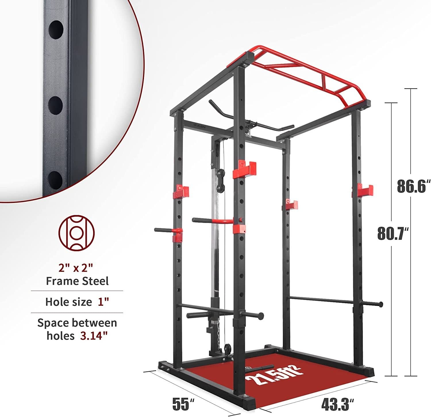 Multi-functional Power Cage,Home Adjustable Pullup Squat Rack 1000Lbs Capacity Comprehensive Fitness Barbell Rack - Image 15
