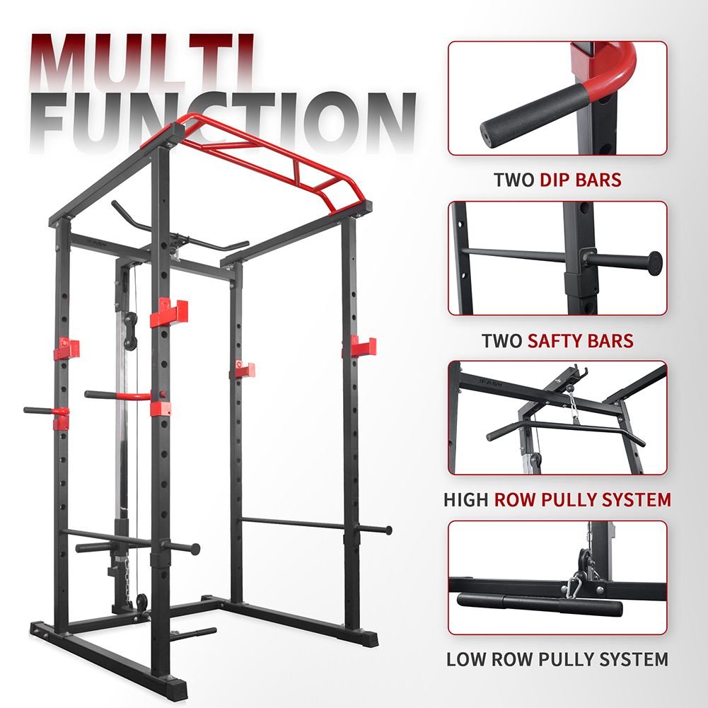 Multi-functional Power Cage,Home Adjustable Pullup Squat Rack 1000Lbs Capacity Comprehensive Fitness Barbell Rack - Image 16