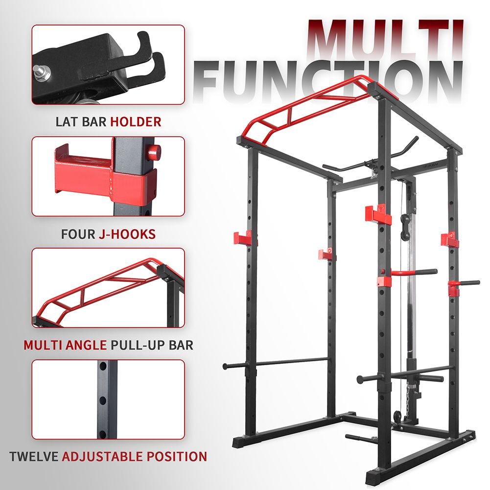 Multi-functional Power Cage,Home Adjustable Pullup Squat Rack 1000Lbs Capacity Comprehensive Fitness Barbell Rack - Image 17
