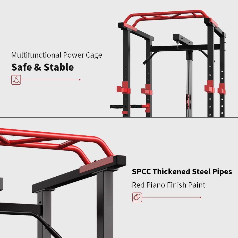 Multi-functional Power Cage,Home Adjustable Pullup Squat Rack 1000Lbs Capacity Comprehensive Fitness Barbell Rack - Image 19