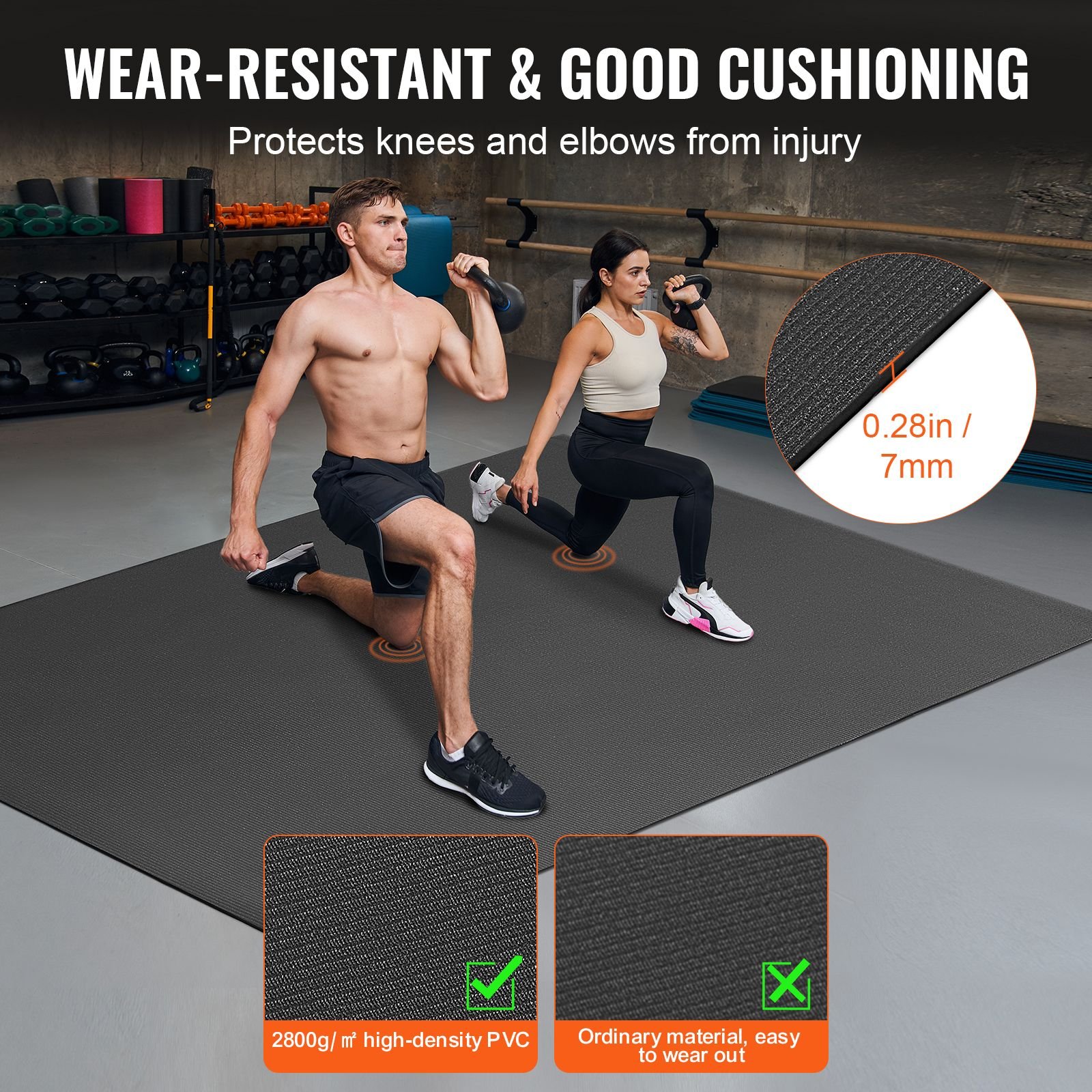 Exercise Mat, Non Slip High Density Premium Yoga Mat, Exercise Yoga Mat for Men & Women, Fitness & Exercise Mat with Bag & Carry Strap, for All Types of Home Yoga, Pilate & Floor Workout (7x5ft) - Image 4