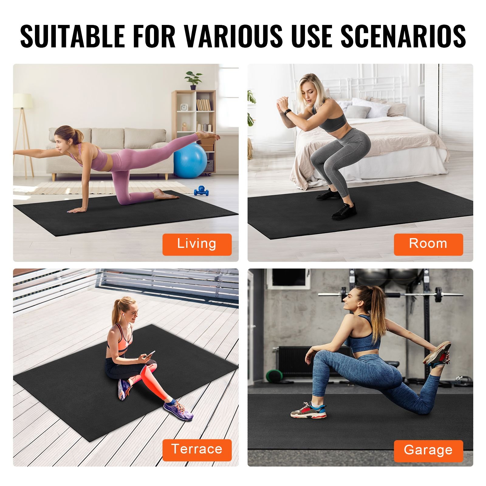 Exercise Mat, Non Slip High Density Premium Yoga Mat, Exercise Yoga Mat for Men & Women, Fitness & Exercise Mat with Bag & Carry Strap, for All Types of Home Yoga, Pilate & Floor Workout (7x5ft) - Image 6