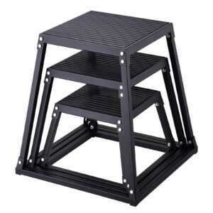 Plyometric Jump Boxes, 12/18/24 Inch Plyo Box, Platform and Jumping Agility Box, Anti-Slip Fitness Exercise Step Up Box Set for Home Gym Training, Conditioning Strength Training, Black