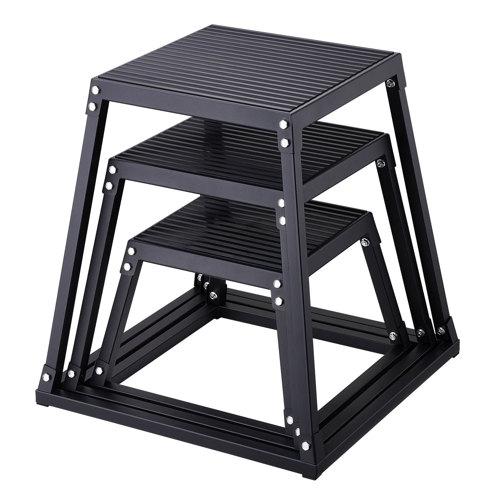 Plyometric Jump Boxes, 12/18/24 Inch Plyo Box, Platform and Jumping Agility Box, Anti-Slip Fitness Exercise Step Up Box Set for Home Gym Training, Conditioning Strength Training, Black