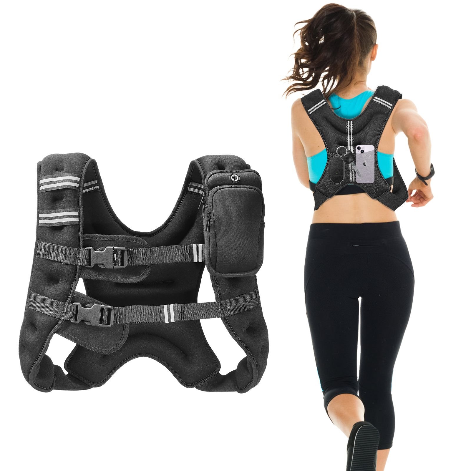 Weighted Vest, 16 lbs Weight Vest with Reflective Stripe, Adjustable Buckle Body Weight Vest for Men Women, Workout Equipment for Strength Training, Running, Jogging, Fitness, and Weight Loss - Image 7