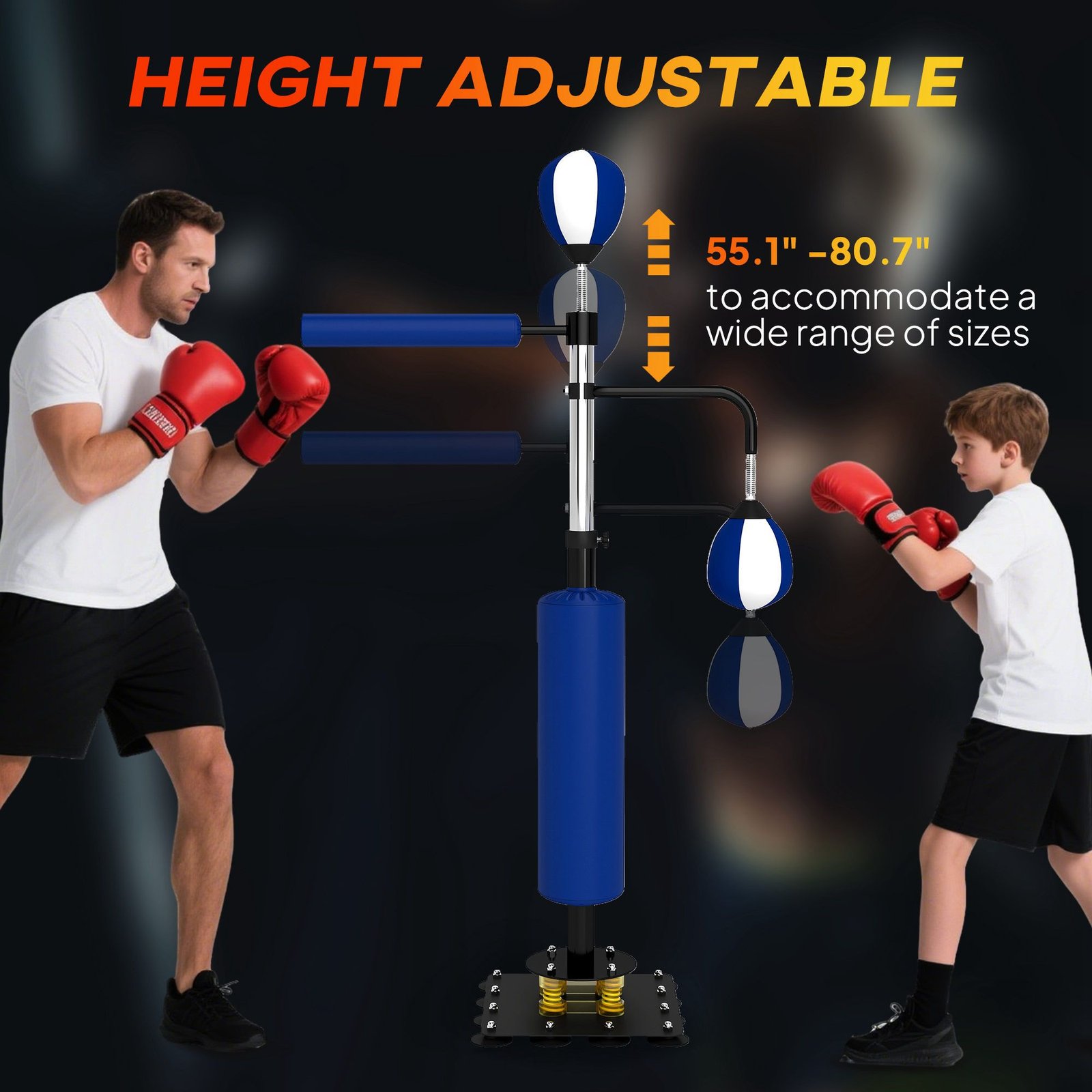 4.6'-6.7' Speed Bag Boxing Bag Stand, Reflex Bag Boxing Training Equipment, Speed Punching Bag, Blue - Image 5